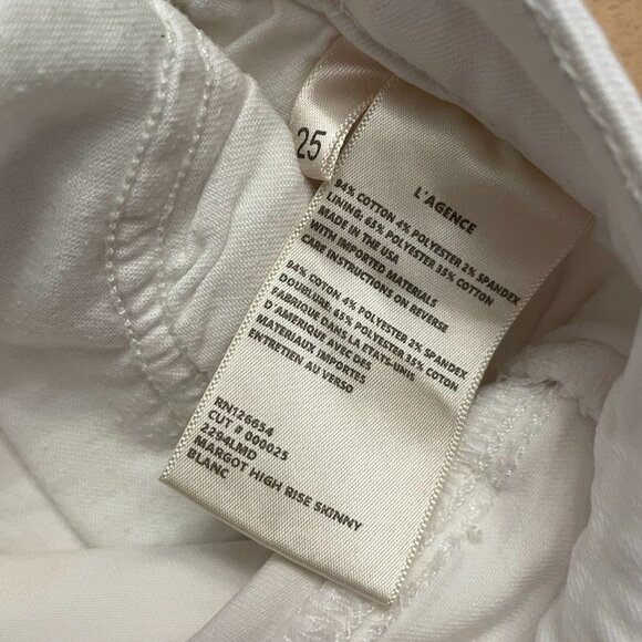 L'AGENCE Margot High Rise Skinny Jean Size 25 White ankle-length 5 pkt - Picture 6 of 10